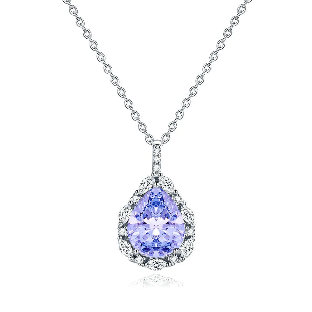 MuShan Jewelry 925 Sterling Silver Necklace Pendant Chain HCD Gemstones Christmas Gift Girlfriend Gift Women Necklaces Jewelry