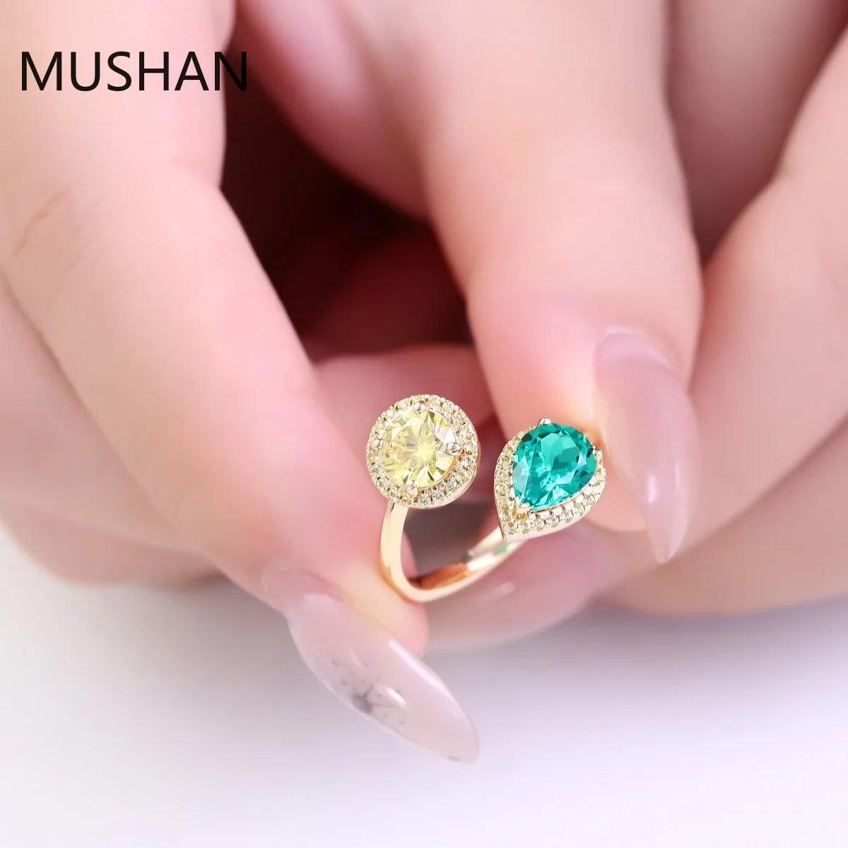 MUSHAN Luxury Custom 14K 18K Gold Rings Band Jewelry With Moissanite Diamond Lab Grown Gemstones Diamond Wedding Ring For Women