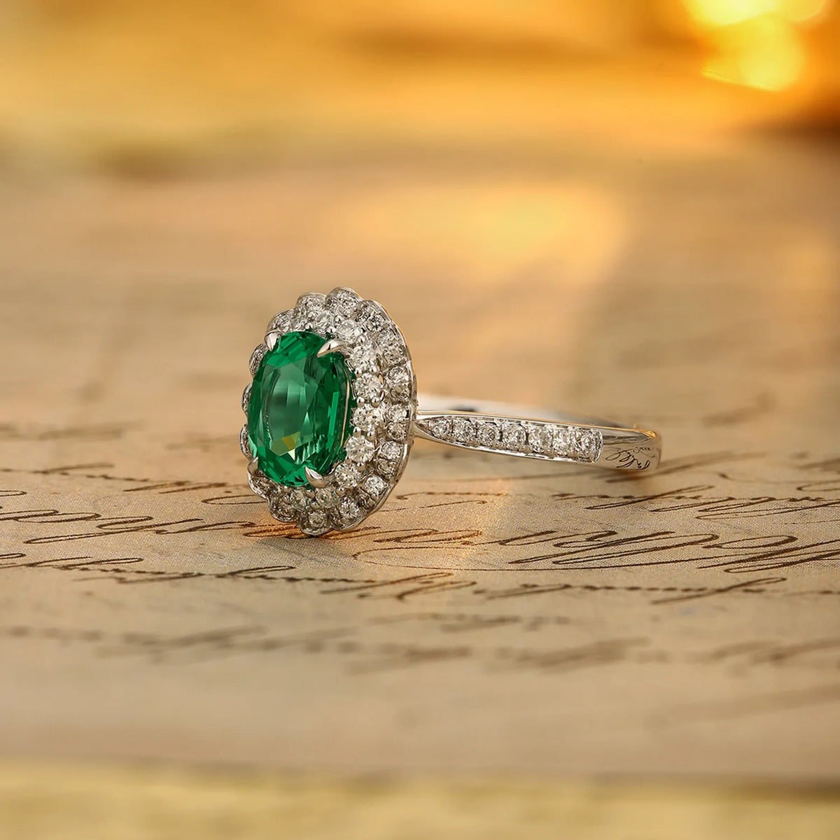 MUSHAN Custom Jewelry 925 Sterling Silver Ring Lab Red Emerald Heart Romantic Gift for Women 18K Gold Plated Anniversary Rings