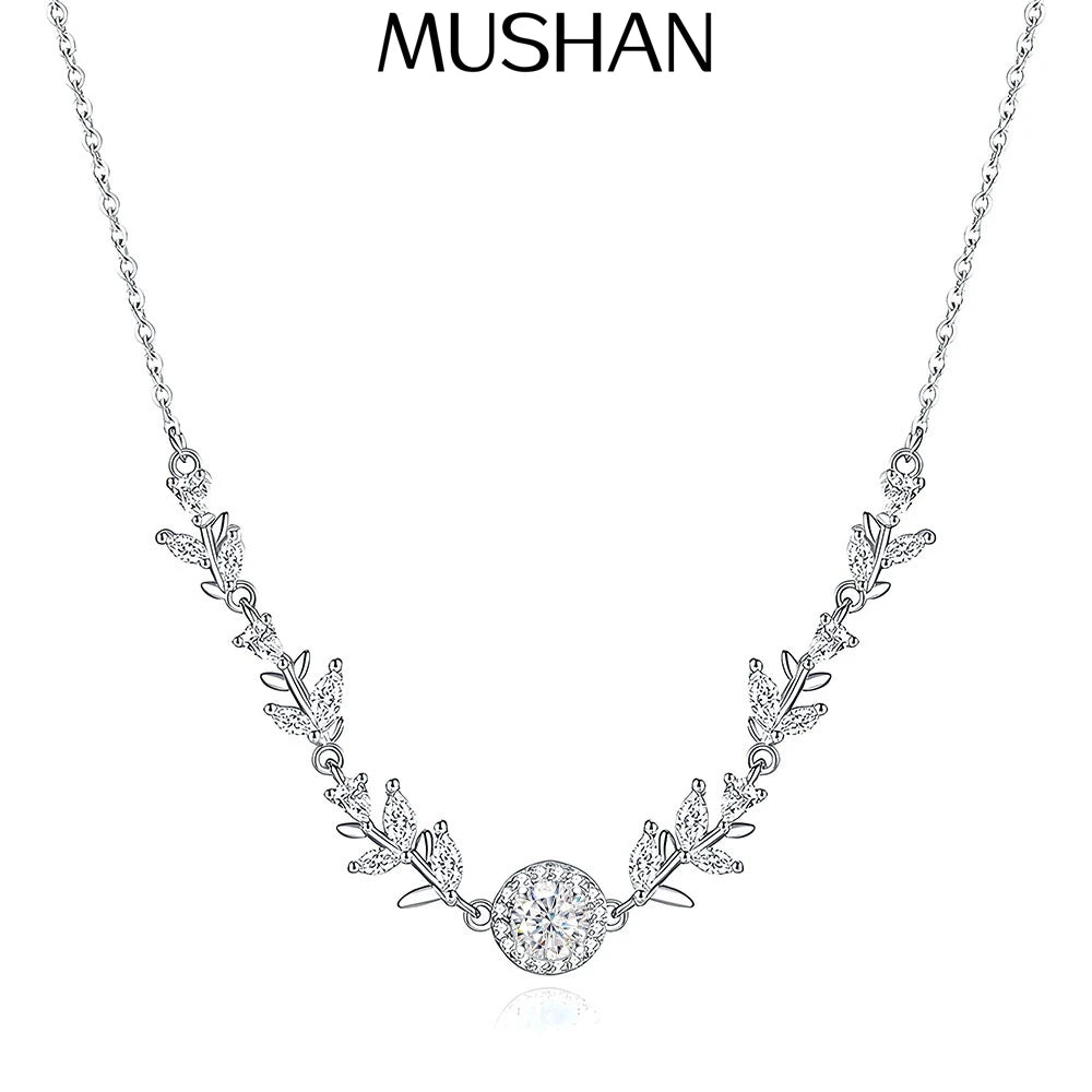 Collar de plata de ley 925 marca MuShan, cadena, moissanita VVS, estilo bohemio festivo para prometida, chapado en oro auténtico de 18 quilates, patente MST