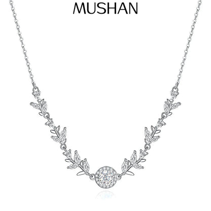 Collar de plata de ley 925 marca MuShan, cadena, moissanita VVS, estilo bohemio festivo para prometida, chapado en oro auténtico de 18 quilates, patente MST