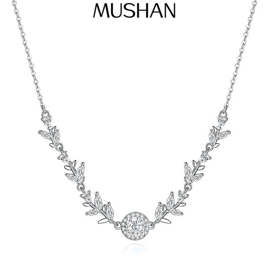 MuShan Brand Jewelry 925 Sterling Silver Necklace Trace VVS Moissanite Boho Festive for Fiancee 18K Real Gold Plated MST Patent