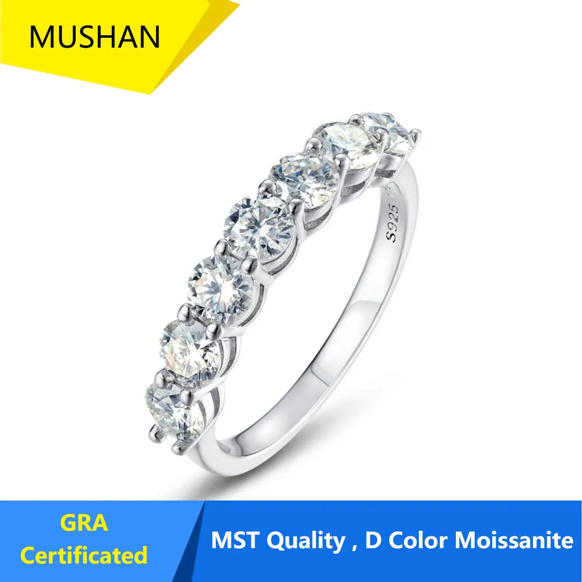 MUHAN Luxury Jewelry  925 Sterling Silver Ring Wedding Band  Women GRA Certificate Moissanite Diamond Rings D Color Fine Jewelry