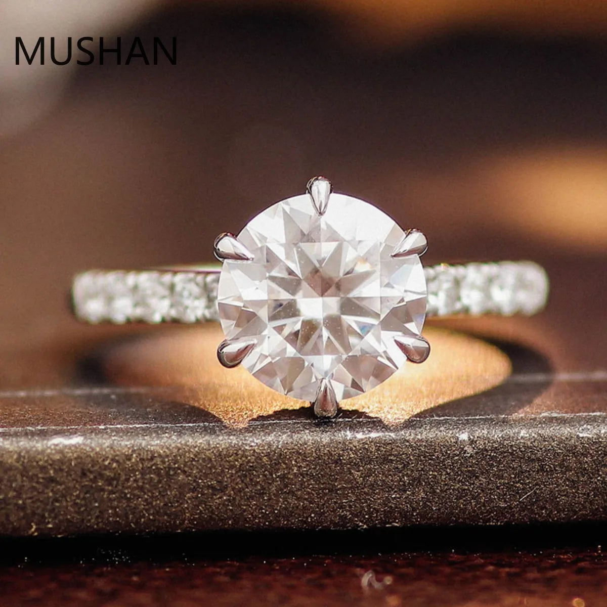 MUSHAN Luxury Custom 14K 18K Gold Rings Band Jewelry With Moissanite Diamond Lab Grown Gemstones Diamond Wedding Ring For Women