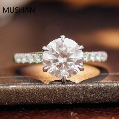 MUSHAN Luxury Custom 14K 18K Gold Rings Band Jewelry With Moissanite Diamond Lab Grown Gemstones Diamond Wedding Ring For Women