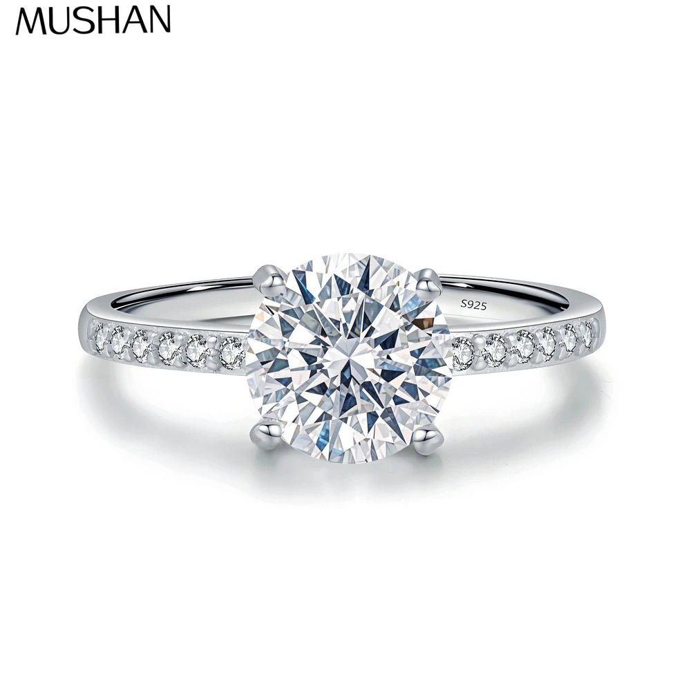 MUSHAN Luxury Jewelry 925 Sterling Silver Ring VVS Moissanite Artisan Ring for Partner 18K Gold Plated MST Patent Fine Jewellery