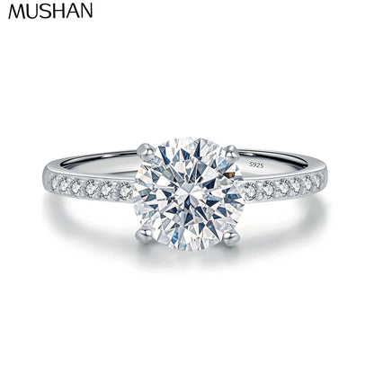 MUSHAN Luxury Jewelry 925 Sterling Silver Ring VVS Moissanite Artisan Ring for Partner 18K Gold Plated MST Patent Fine Jewellery