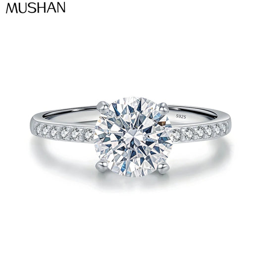 MUSHAN Luxury Jewelry 925 Sterling Silver Ring VVS Moissanite Artisan Ring for Partner 18K Gold Plated MST Patent Fine Jewellery