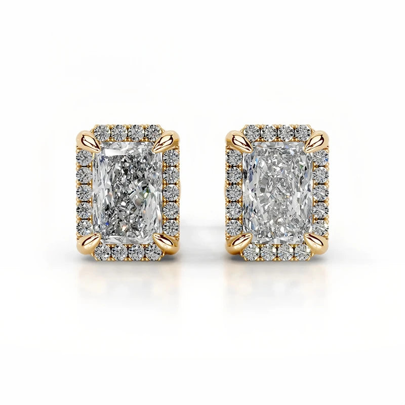 MuShan Brand Jewelry 925 Sterling Silver Stud Earrings Moissanite Diamond Ear Pin Women 18k Gold Plated MST Patent Earrings Stud