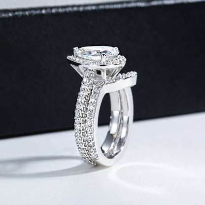 Anillo de plata de ley 925 de MuShan Luxury Jewelry, anillo de moissanita para regalo de Navidad para amigas, baño de oro de 18 quilates, anillos de alta gama con patente MST