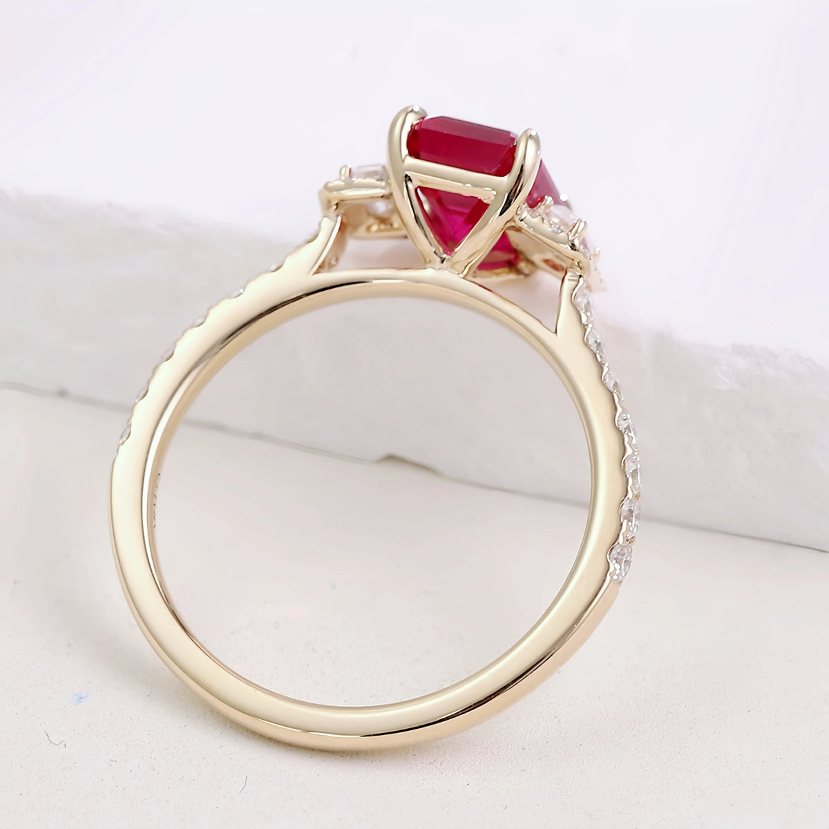 Bague MUSHAN Bespoke Jewelry avec rubis de synthèse de 2,7 ct, anneau en platine PT950, or 10K, 14K, 18K, bijou pour femme, cadeau pour mariage ou fête