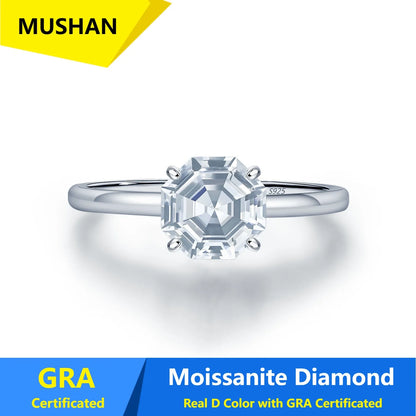MUSHAN Luxury Jewelry 925 Sterling Silver Ring Band Women CMA Certificated High Carbon Gemstones Rings Fine Jewelry
