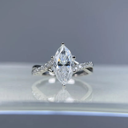 MuShan Designer Jewelry 925 Sterling Silver Ring D Color Moissanite Promise Ring for Women 18K Real Gold Plated MST Patent Rings