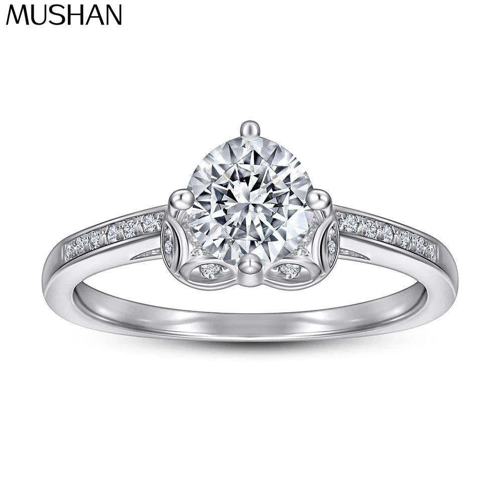 MuShan Jewelry 925 Sterling Silver Rings Bands Engagement Ring 7A Cubic Zirconia Timeless Anniversary Rings Bands  Women Gift