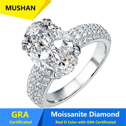 MUSHAN Luxury Jewelry 925 Sterling Silver Ring Band Women GRA Certificated Moissanite Diamond Emerald D Color Rings Fine Jewelry