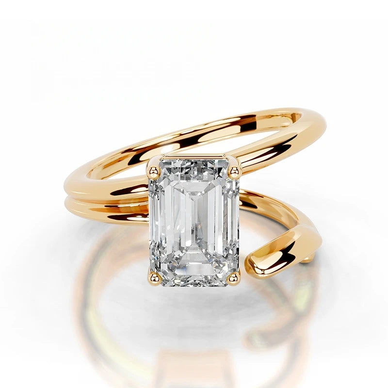 MuShan Designer Jewelry 925 Sterling Silver Ring Round Moissanite Gorgeous Ring Ladies 18K Gold Plated MST Patent Fine Rings