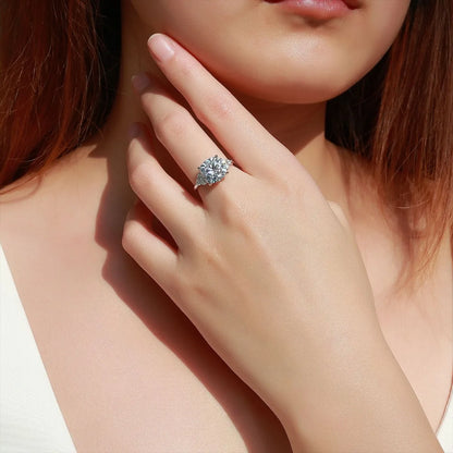 MUSHAN Luxury Jewelry 925 Sterling Silver Ring Band Women GRA Certificated Moissanite Diamond Emerald D Color Rings Fine Jewelry