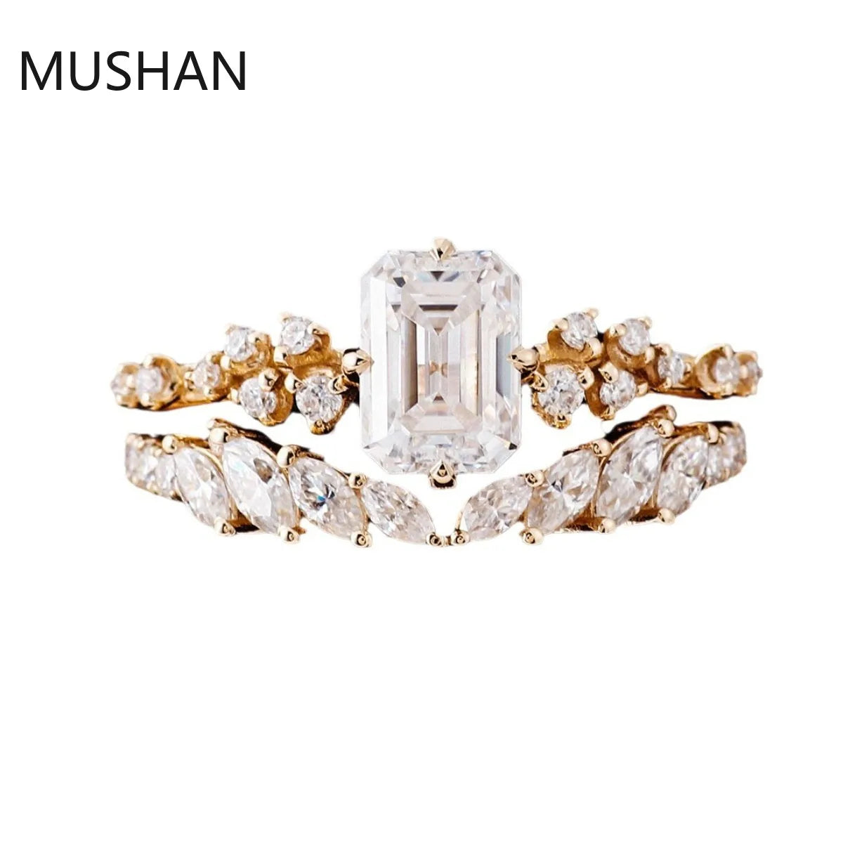 MUSHAN Luxury Custom 14K 18K Gold Rings Band Jewelry With Moissanite Diamond Lab Grown Gemstones Diamond Wedding Ring For Women