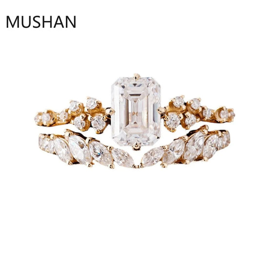 MUSHAN Luxury Custom 14K 18K Gold Rings Band Jewelry With Moissanite Diamond Lab Grown Gemstones Diamond Wedding Ring For Women