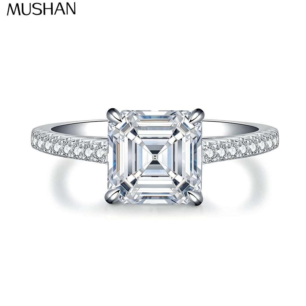 Bague MuShan Brand Jewelry en argent sterling 925 avec moissanite VVS, bague charmante pour femme plaquée or 18 carats, brevet MST, certifiée GRA, bagues de haute joaillerie