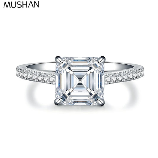 MuShan Brand Jewelry 925 Sterling Silver Ring VVS Moissanite Charming Ring Ladies 18K Real Gold Plated MST Patent GRA Fine Rings