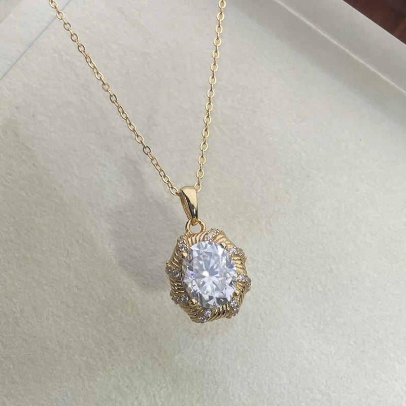 MuShan Luxury Jewelry 925 Sterling Silver Cuban Link Chain VVS Moissanite Girls Date Night Rhodium Plated MST Patent Necklaces