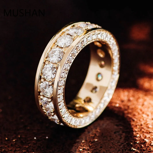 MUSHAN Luxury Custom 14K 18K Gold Rings Band Jewelry With Moissanite Diamond Lab Grown Gemstones Diamond Wedding Ring For Women