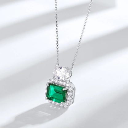MUSHAN Luxury Jewelry 925 Sterling Silver Chain Pendant Necklace Lab Grown Emerald Ruby Gemstones Necklaces Pendants GRC Jewelry