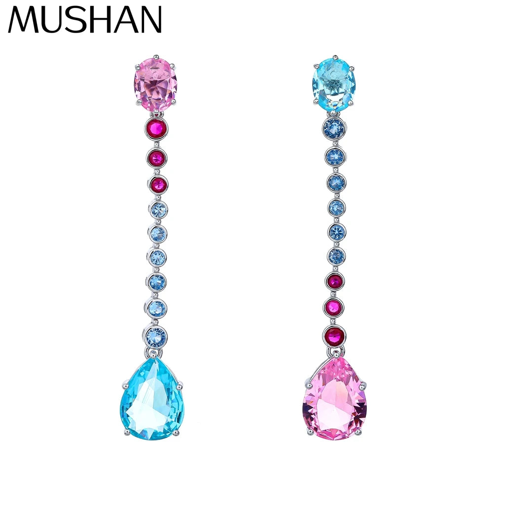MuShan Jewelry 925 Sterling Silver Earring Cluster Earrings 7A Cubic Zirconia Formal Engagement Anniversary for Women Gift