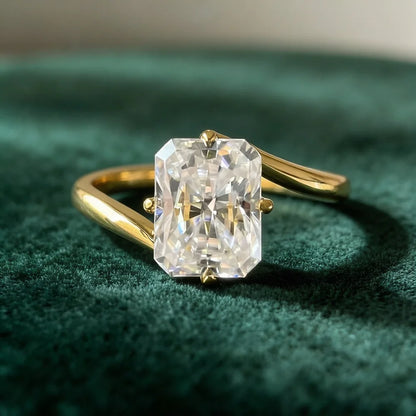 Anillo de joyería de lujo MUSHAN de plata de ley 925 para mujer, anillo de diamantes de moissanita con certificado GRA, esmeralda, color D, joyería fina