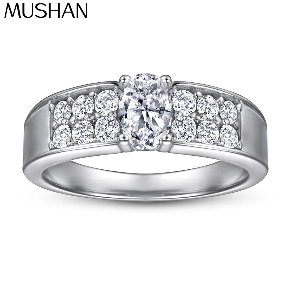 Anillo de plata de ley 925 con circonita 7A corte Asscher de MuShan Luxury Jewelry, joyería fina chapada en rodio para regalo de vacaciones para novia
