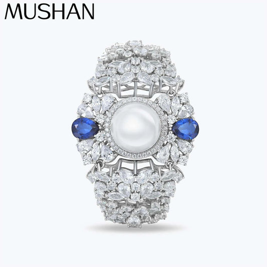 Pulsera de tenis MuShan Jewelry de plata de ley 925 con circonitas 5A, glamurosa, para mujer, ideal para aniversario.