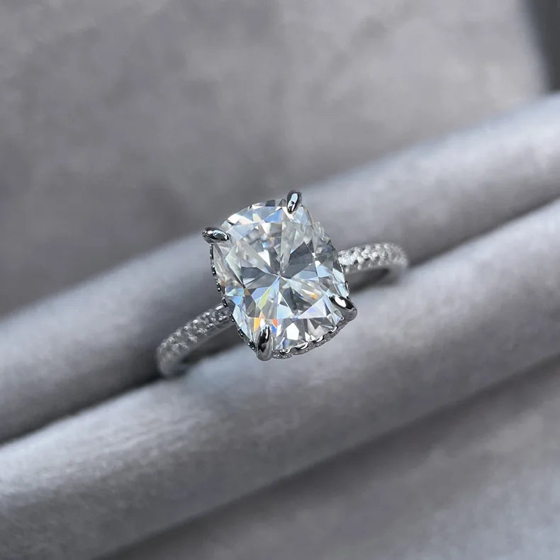 Anillo de boda de plata de ley 925 marca MuShan con diamante de moissanita, color D, VVS1, joyería fina con patente MST para mujer