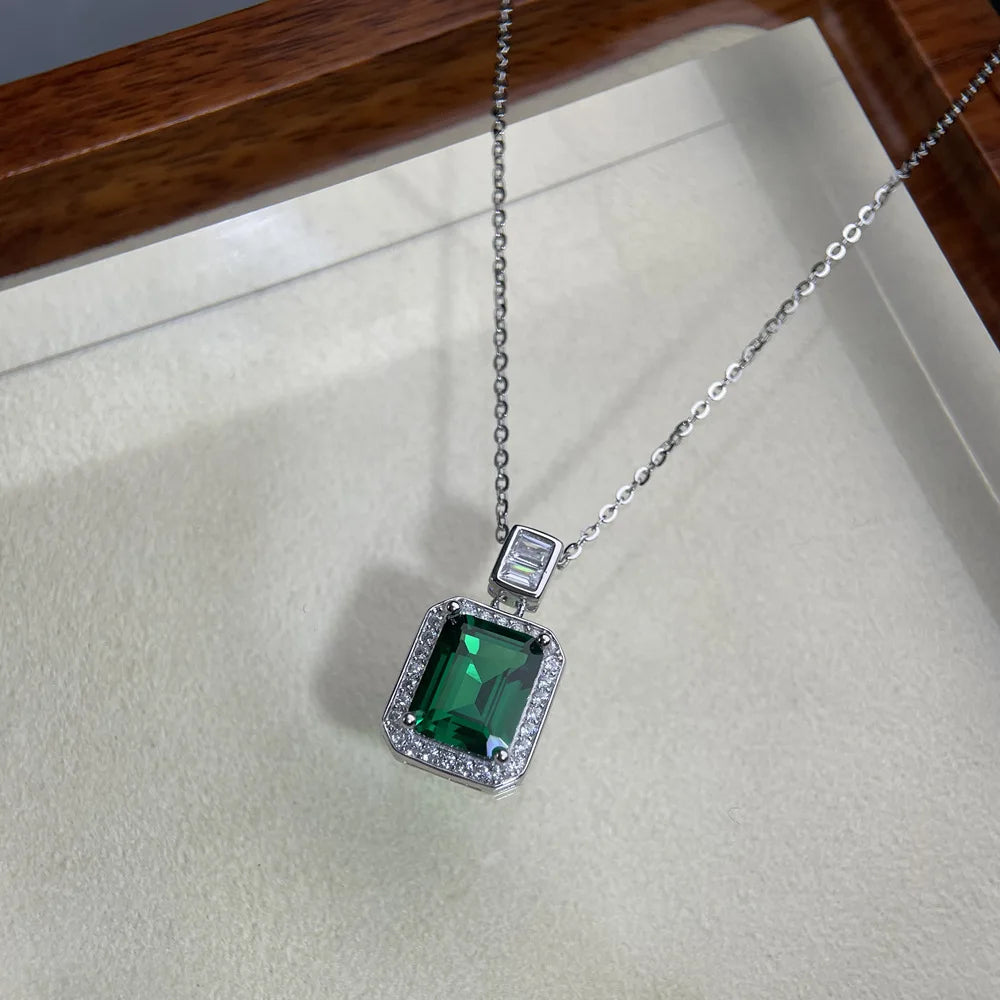 MuShan Jewelry 925 Sterling Silver Necklace Pendant Chain HCD Diamonds Anniversary Gift Party Cocktail Women Necklaces Jewelry