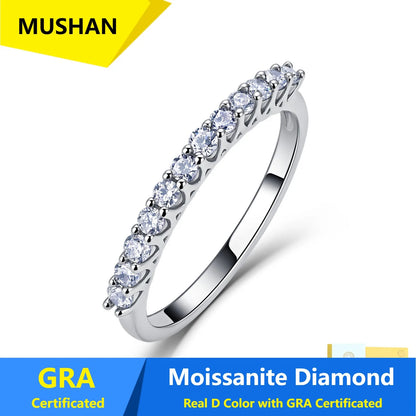 MUSHAN Luxury Jewelry 925 Sterling Silver Ring Band Women GRA Certificated Moissanite Diamond Emerald D Color Rings Fine Jewelry