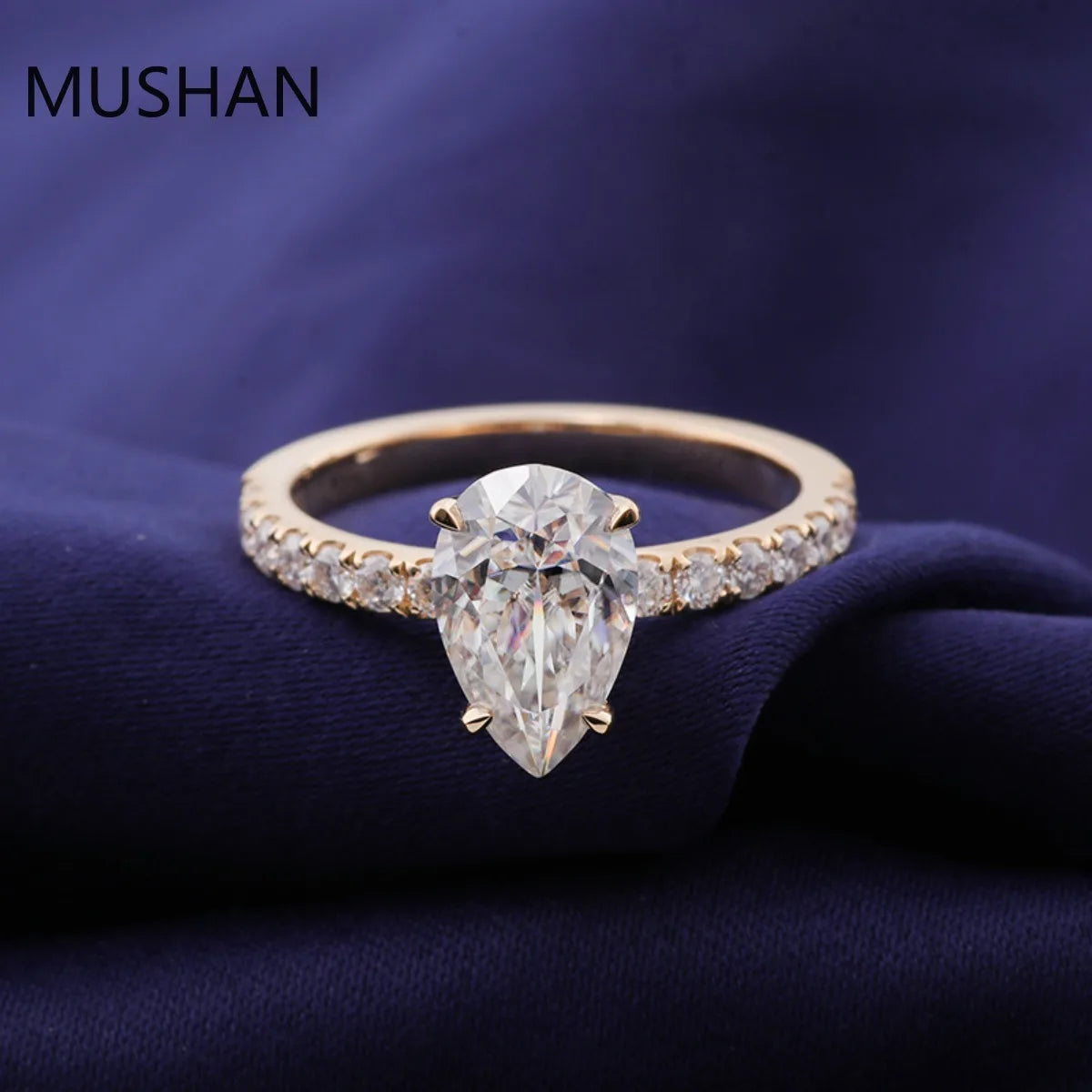 MUSHAN Luxury Custom 14K 18K Gold Rings Band Jewelry With Moissanite Diamond Lab Grown Gemstones Diamond Wedding Ring For Women