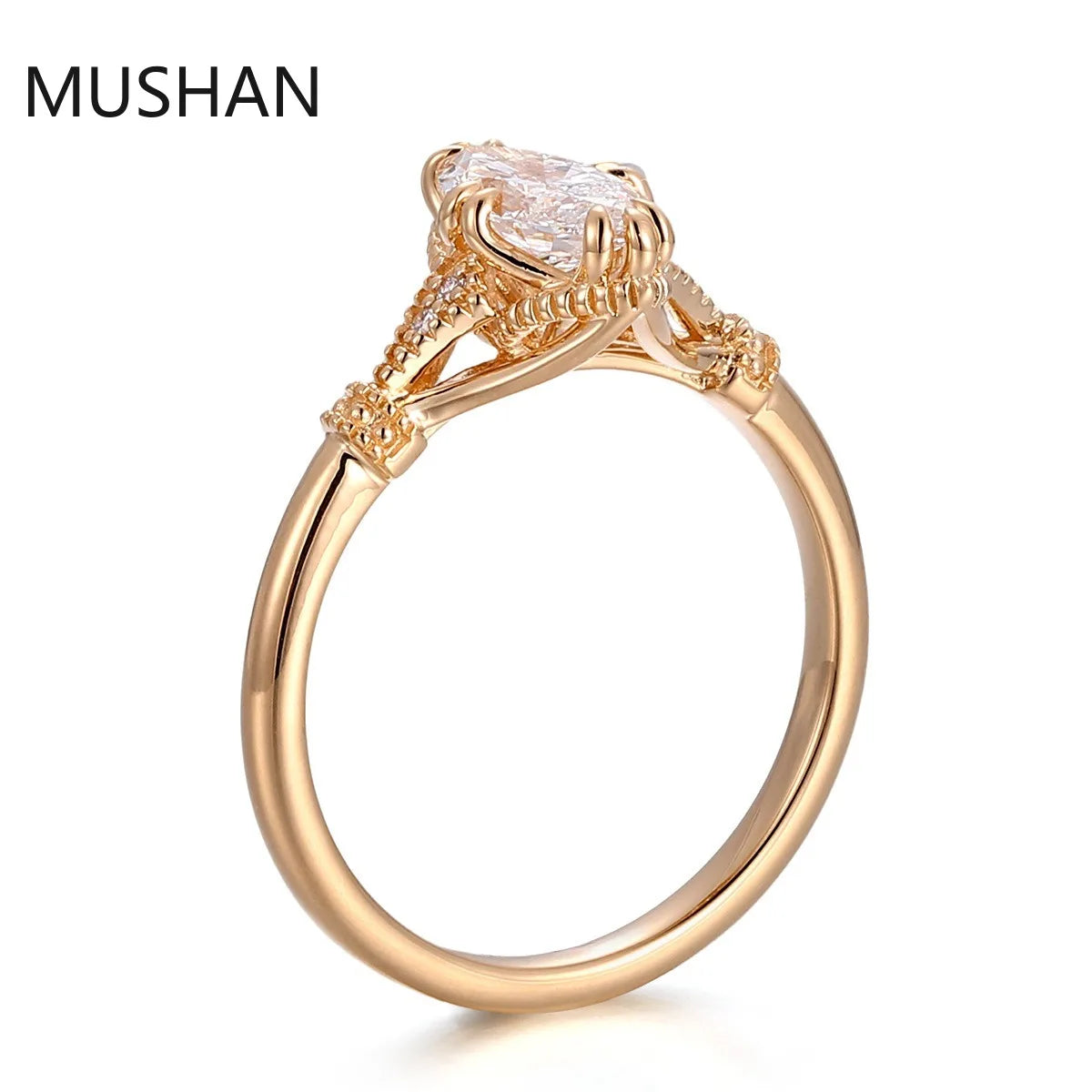 MUSHAN Luxury Custom 14K 18K Gold Rings Band Jewelry With Moissanite Diamond Lab Grown Gemstones Diamond Wedding Ring For Women