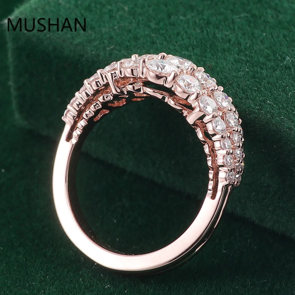 MUSHAN Luxury Custom 14K 18K Gold Rings Band Jewelry With Moissanite Diamond Lab Grown Gemstones Diamond Wedding Ring For Women