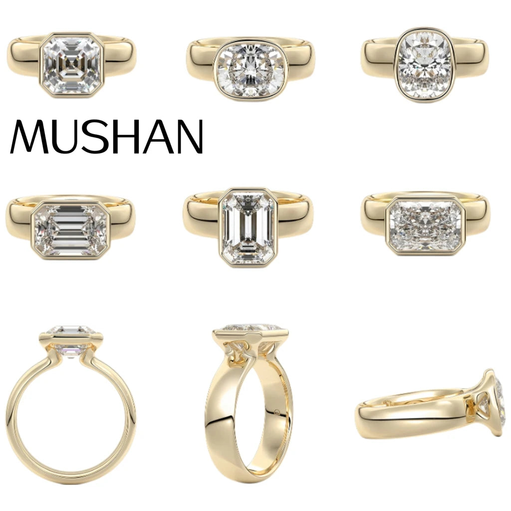 Bague MUSHAN en argent sterling 925, pierre moissanite couleur D pureté VVS, bijou raffiné et glamour pour femme, bague en argent sterling 925 style diamant