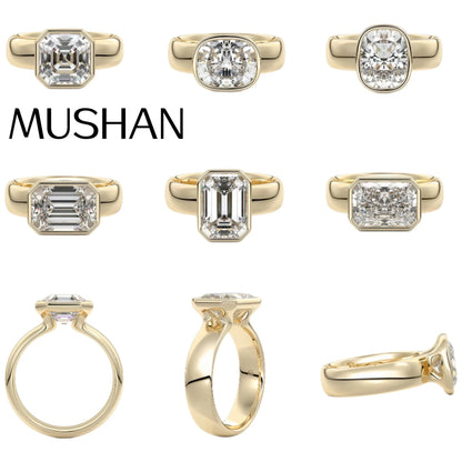 Bague MUSHAN en argent sterling 925, pierre moissanite couleur D pureté VVS, bijou raffiné et glamour pour femme, bague en argent sterling 925 style diamant