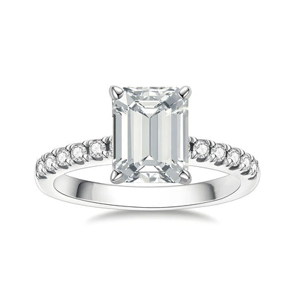 MuShan Designer Jewelry 925 Sterling Silver Ring Lab Grown Emerald Round Formal Ring for Women 18K Gold Plated Anniversary Rings