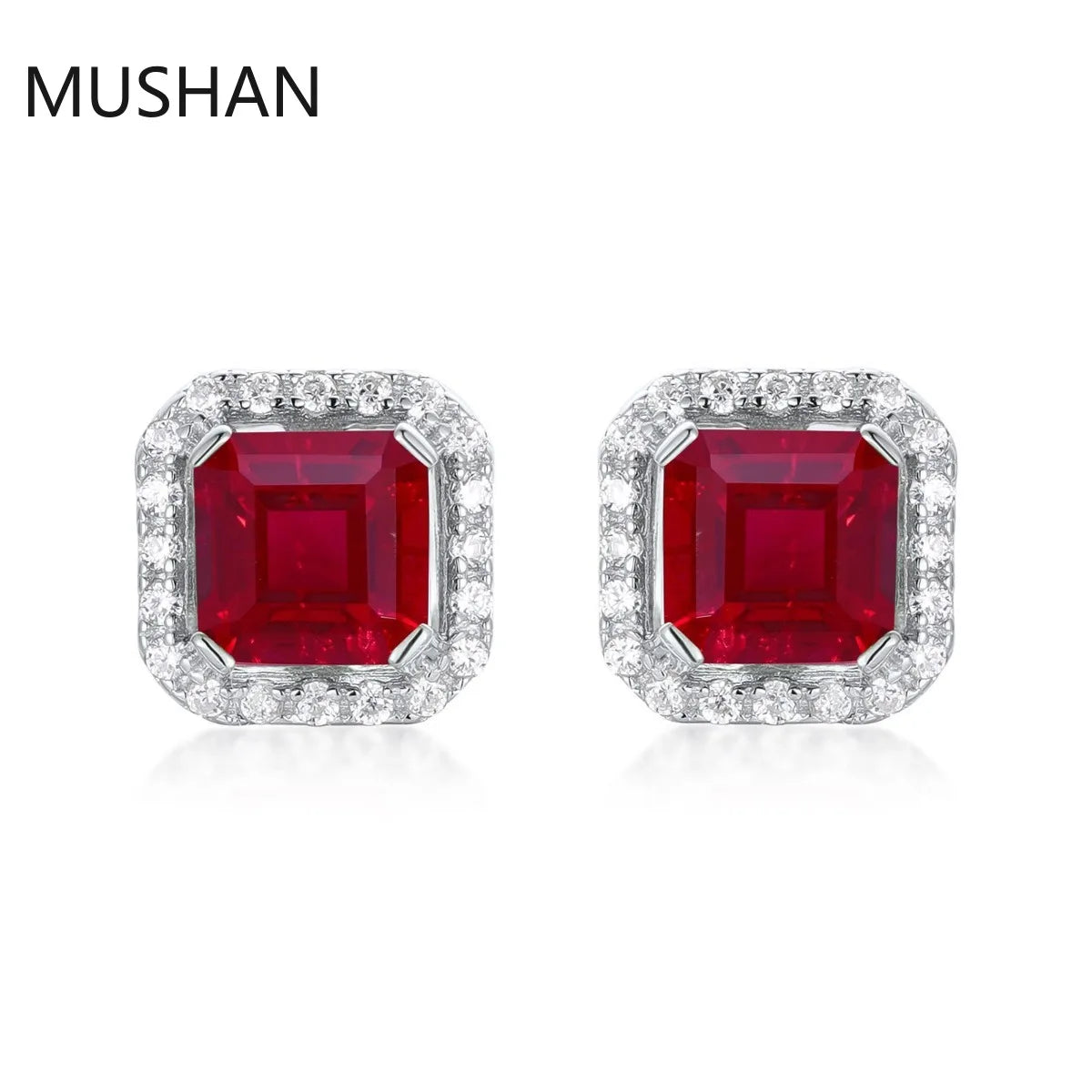 MUSHAN Luxury Jewelry S 925 Sterling Silver Stud Earrings Women GRC Certificated Lab Grown Emerald Earrings Stud Ear Pin Jewelry