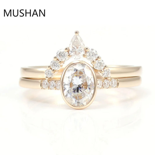 MUSHAN Luxury Custom 14K 18K Gold Rings Band Jewelry With Moissanite Diamond Lab Grown Gemstones Diamond Wedding Ring For Women