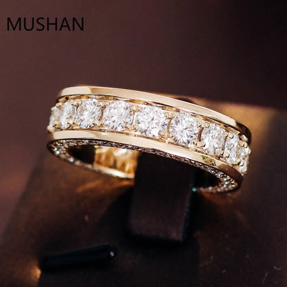 MUSHAN Luxury Custom 14K 18K Gold Rings Band Jewelry With Moissanite Diamond Lab Grown Gemstones Diamond Wedding Ring For Women