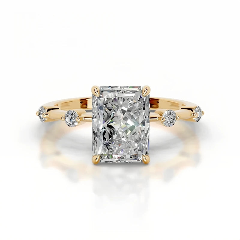 Mushan Luxury Jewelry S 925 Sterling Silver Set With Moissanite D Color 2 Ct Wedding Ring With Certificate Light Luxury Ring