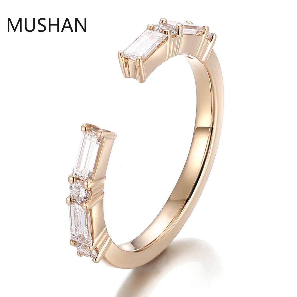 MUSHAN Luxury Custom 14K 18K Gold Rings Band Jewelry With Moissanite Diamond Lab Grown Gemstones Diamond Wedding Ring For Women