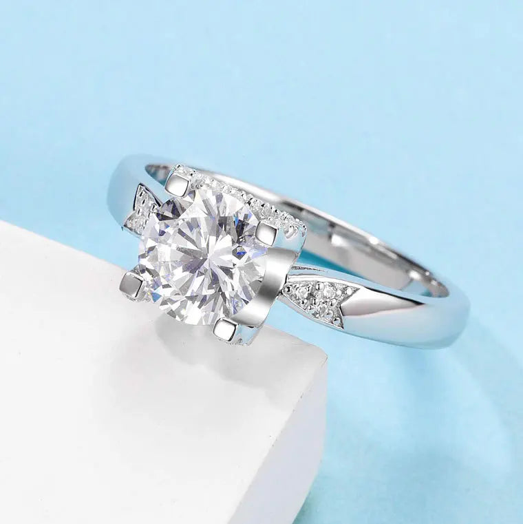 MuShan Jewelry 925 Sterling Silver Ring Moissanite D Color VVS1 Fine Wedding 925 Sterling Silver Rings Diamond Accessories