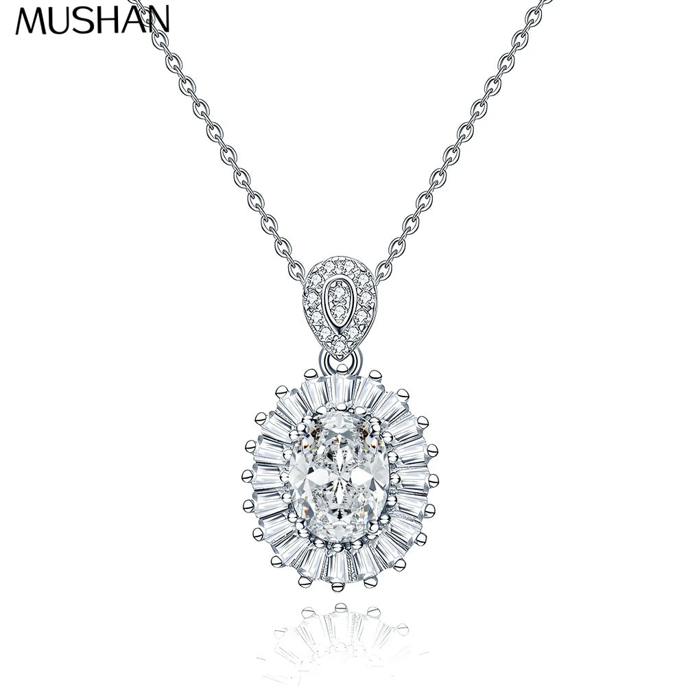 MUSHAN Luxury Jewelry 925 Sterling Silver Rope Chain D Color Moissanite for Bride Festive Gold Vermeil MST Patent Necklaces