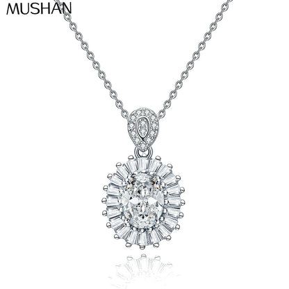 MUSHAN Luxury Jewelry 925 Sterling Silver Rope Chain D Color Moissanite for Bride Festive Gold Vermeil MST Patent Necklaces