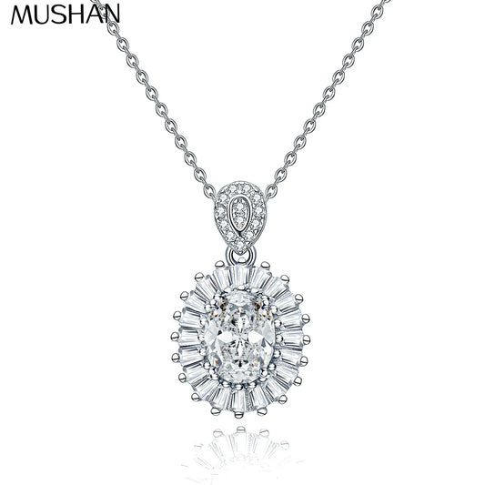 MUSHAN Luxury Jewelry 925 Sterling Silver Rope Chain D Color Moissanite for Bride Festive Gold Vermeil MST Patent Necklaces